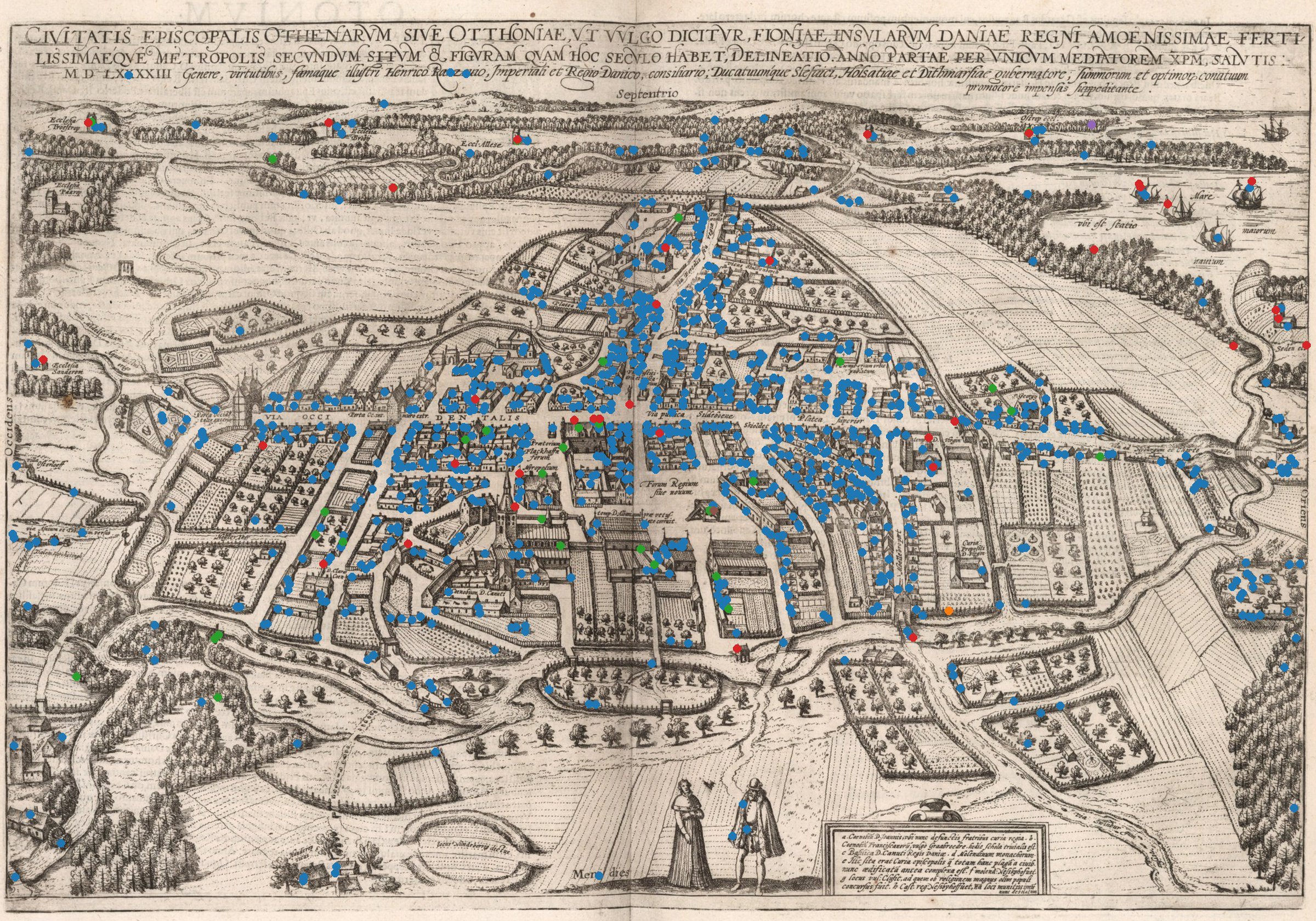 Odense 1593 with counted houses